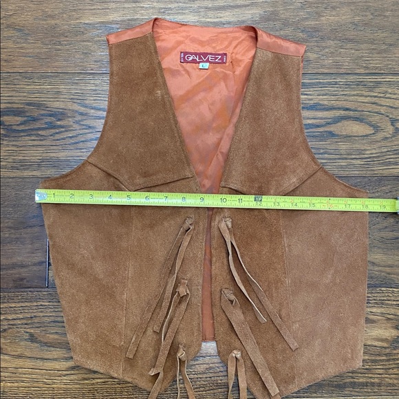 Vintage western leather fringe vest, brown suede, size S - Picture 8 of 14
